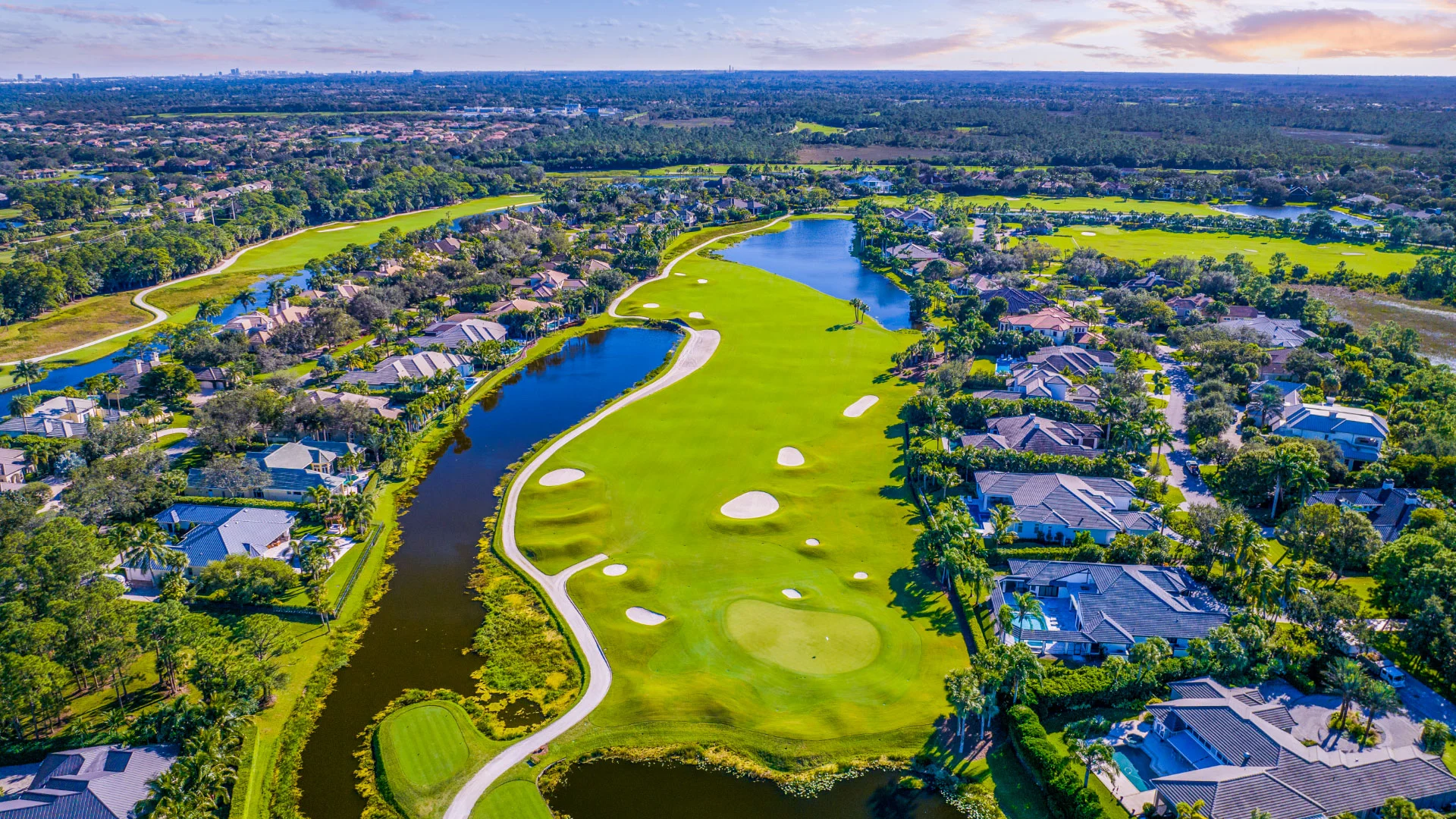 aerial view of the golf course at Old Marsh in Palm Beach Gardens, FL