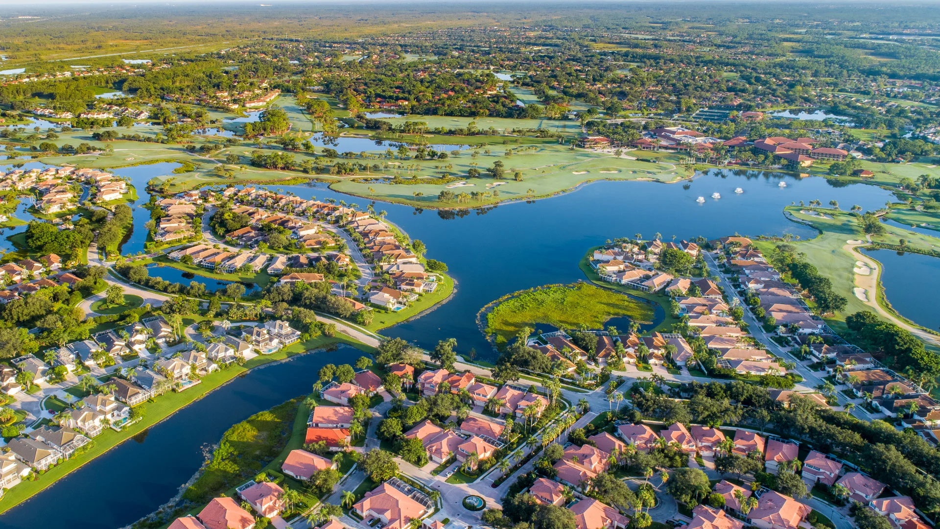 an aerial view of PGA National in Palm Beach Gardens, Florida