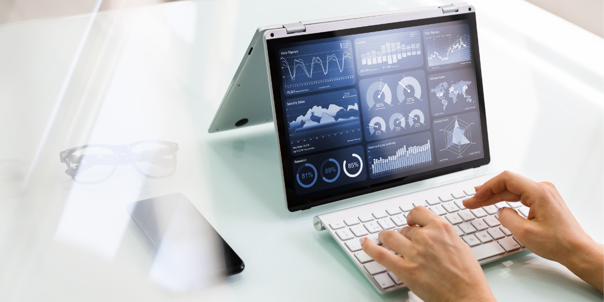 Someone using a data analytics tool for Real Estate Marketing